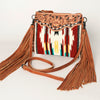 ADBG236 American Darling Hand-Tooled Floral Cross body Bag with Woven Saddle Blanket & Fringes