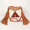 ADBG236 American Darling Hand-Tooled Floral Cross body Bag with Woven Saddle Blanket & Fringes
