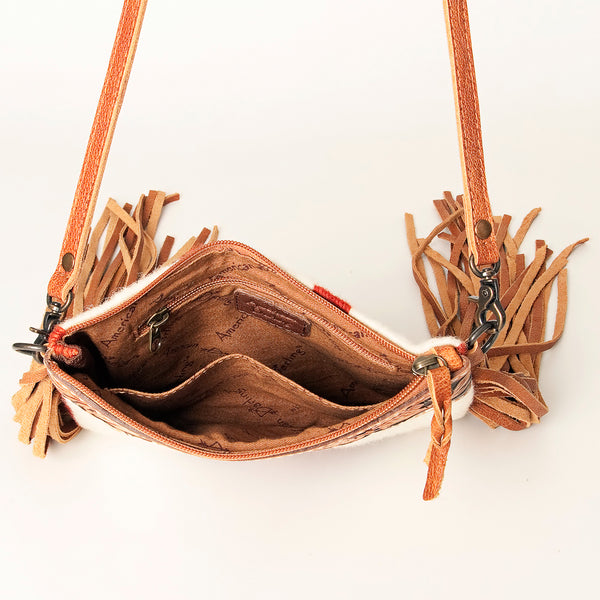 ADBG236 American Darling Hand-Tooled Floral Cross body Bag with Woven Saddle Blanket & Fringes
