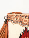 ADBG236 American Darling Hand-Tooled Floral Cross body Bag with Woven Saddle Blanket & Fringes