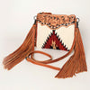 ADBG236 American Darling Hand-Tooled Floral Cross body Bag with Woven Saddle Blanket & Fringes
