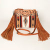 ADBG236 American Darling Hand-Tooled Floral Cross body Bag with Woven Saddle Blanket & Fringes