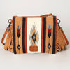 ADBG236 American Darling Hand-Tooled Floral Cross body Bag with Woven Saddle Blanket & Fringes