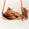 ADBG236 American Darling Hand-Tooled Floral Cross body Bag with Woven Saddle Blanket & Fringes