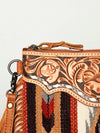 ADBG236 American Darling Hand-Tooled Floral Cross body Bag with Woven Saddle Blanket & Fringes