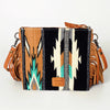 ADBG236 American Darling Hand-Tooled Floral Cross body Bag with Woven Saddle Blanket & Fringes