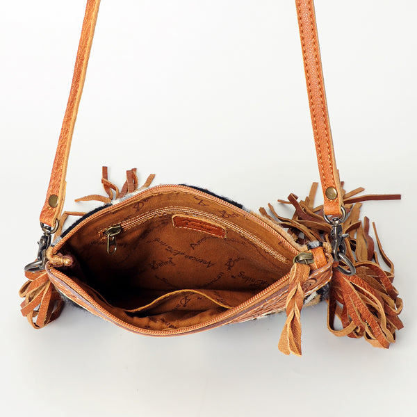 ADBG236 American Darling Hand-Tooled Floral Cross body Bag with Woven Saddle Blanket & Fringes