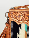 ADBG236 American Darling Hand-Tooled Floral Cross body Bag with Woven Saddle Blanket & Fringes