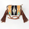 ADBG236 American Darling Cross body Bag with Woven Saddle Blanket & Fringes