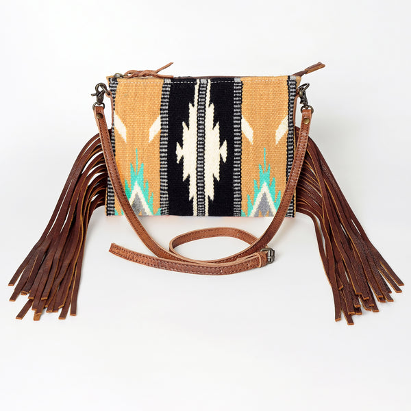 ADBG236 American Darling Cross body Bag with Woven Saddle Blanket & Fringes