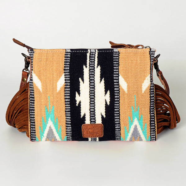 ADBG236 American Darling Cross body Bag with Woven Saddle Blanket & Fringes