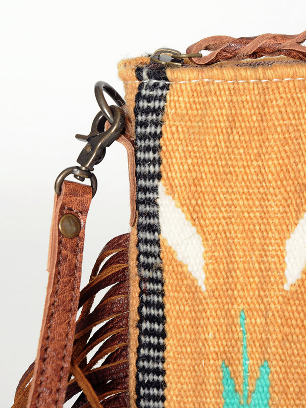 ADBG236 American Darling Cross body Bag with Woven Saddle Blanket & Fringes