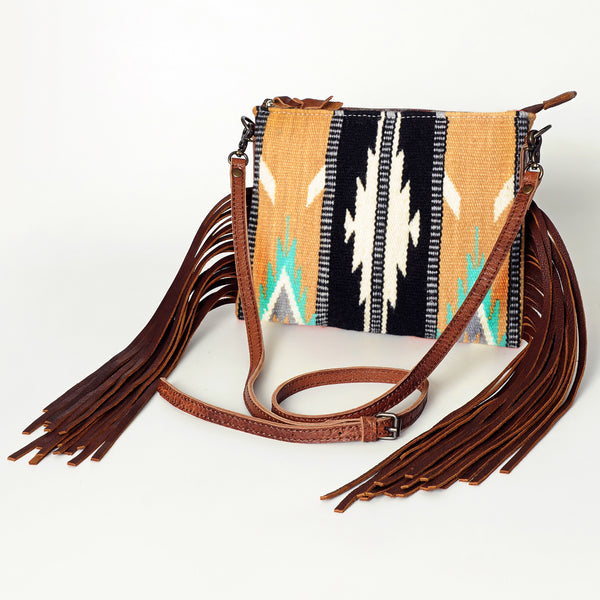 ADBG236 American Darling Cross body Bag with Woven Saddle Blanket & Fringes