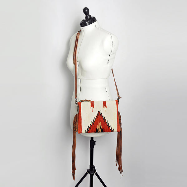 ADBG236 American Darling Cross body Bag with Woven Saddle Blanket & Fringes