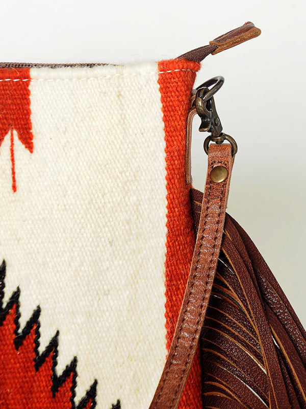 ADBG236 American Darling Cross body Bag with Woven Saddle Blanket & Fringes