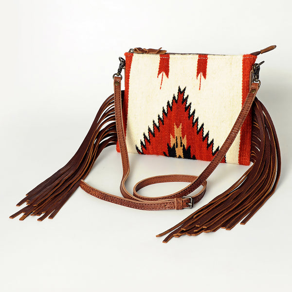 ADBG236 American Darling Cross body Bag with Woven Saddle Blanket & Fringes