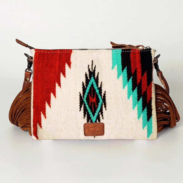 ADBG236 American Darling Cross body Bag with Woven Saddle Blanket & Fringes