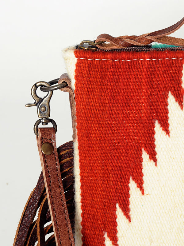 ADBG236 American Darling Cross body Bag with Woven Saddle Blanket & Fringes