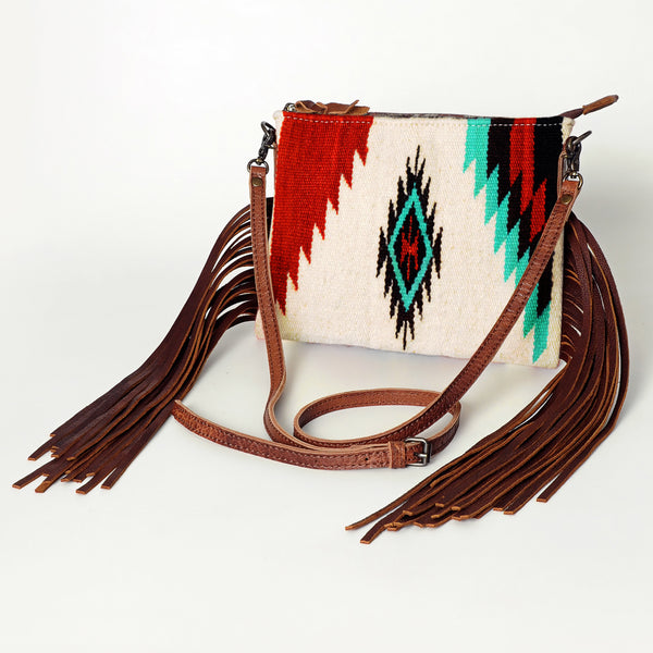ADBG236 American Darling Cross body Bag with Woven Saddle Blanket & Fringes