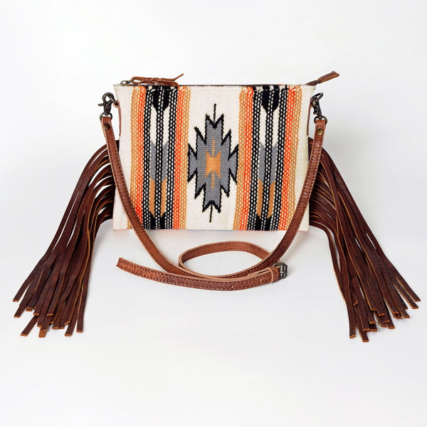 ADBG236 American Darling Cross body Bag with Woven Saddle Blanket & Fringes