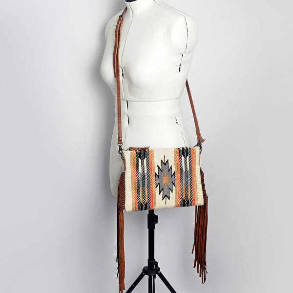 ADBG236 American Darling Cross body Bag with Woven Saddle Blanket & Fringes