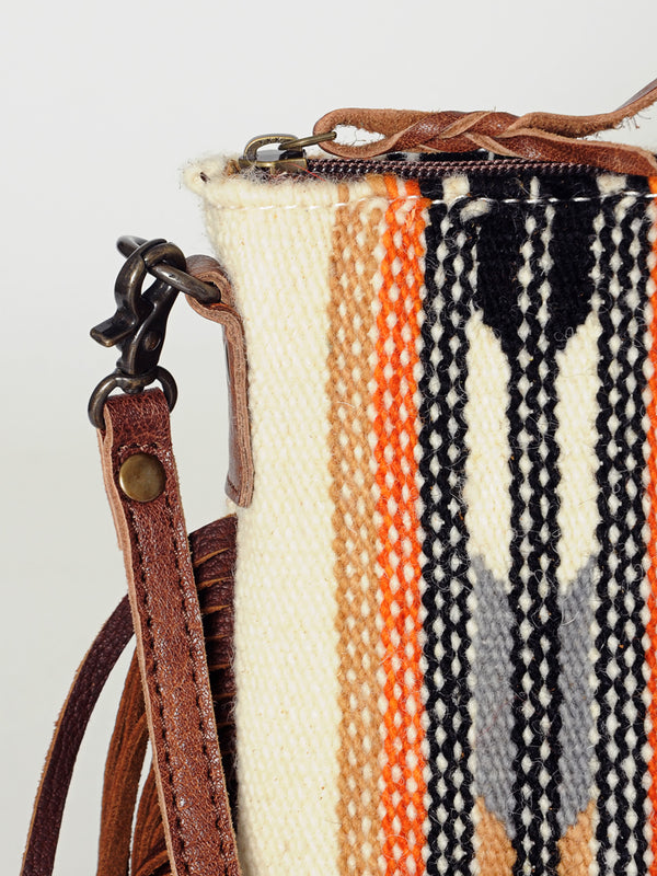 ADBG236 American Darling Cross body Bag with Woven Saddle Blanket & Fringes