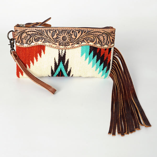ADBG344 American Darling Hand Tooled Saddle Blanket Wristlet Bag