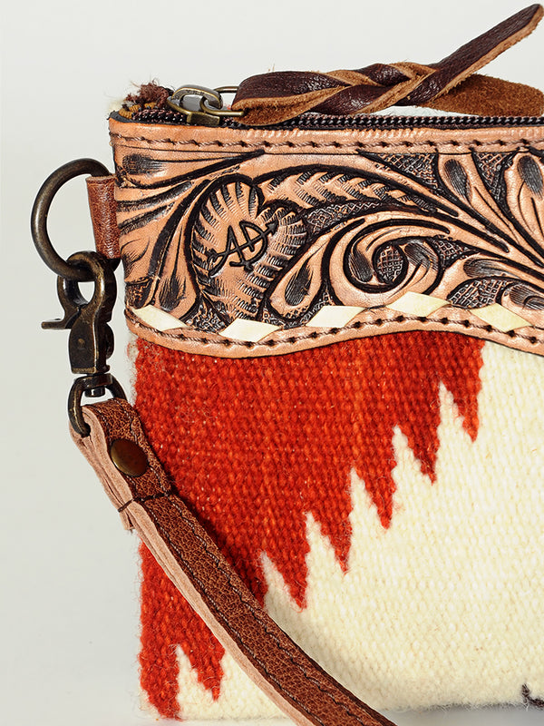 ADBG344 American Darling Hand Tooled Saddle Blanket Wristlet Bag
