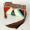 ADBG344 American Darling Hand Tooled Saddle Blanket Wristlet Bag