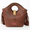 ADBGD158 American Darling Western Leather Clutch Bag - Hair-On Cowhide Fringed Purse with Turquoise