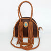 ADBGD162 American Darling Western Leather Tote Bag - Handcrafted Fringed Braided Turquoise Purse