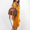 ADBGD162 American Darling Western Leather Tote Bag - Handcrafted Fringed Braided Turquoise Purse