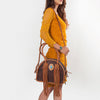 ADBGD162 American Darling Western Leather Tote Bag - Handcrafted Fringed Braided Turquoise Purse