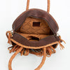 ADBGD162 American Darling Western Leather Tote Bag - Handcrafted Fringed Braided Turquoise Purse