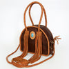 ADBGD162 American Darling Western Leather Tote Bag - Handcrafted Fringed Braided Turquoise Purse