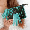 ADBGD169 American Darling Western Leather Coin Purse - Handcrafted Hair-On Cowhide & Tassel Pouch