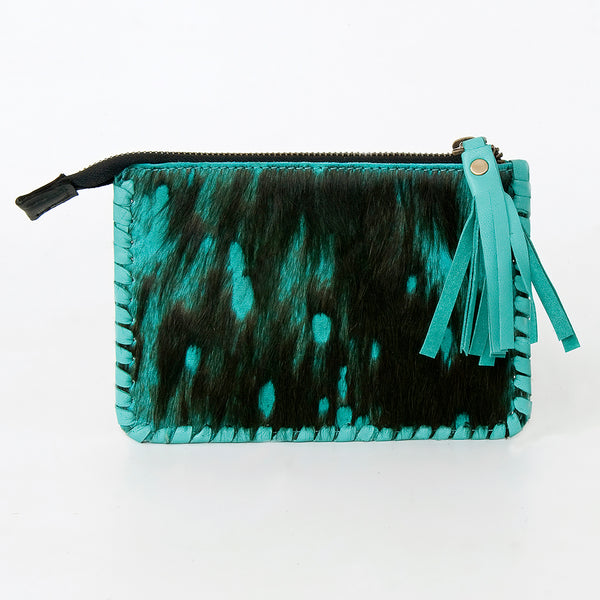 ADBGD169 American Darling Western Leather Coin Purse - Handcrafted Hair-On Cowhide & Tassel Pouch