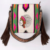 ADBGA262 American Darling Large Saddle Blanket Crossbody Bag - Tooled Leather Fringe