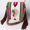 ADBGA262 American Darling Large Saddle Blanket Crossbody Bag - Tooled Leather Fringe