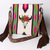 ADBGA262 American Darling Large Saddle Blanket Crossbody Bag - Tooled Leather Fringe