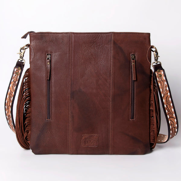 ADBGA262 American Darling Large Saddle Blanket Crossbody Bag - Tooled Leather Fringe