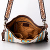 ADBGA263 American Darling Southwestern Woven Fringed Tooled Leather Crossbody Bag