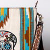 ADBGA263 American Darling Southwestern Woven Fringed Tooled Leather Crossbody Bag