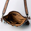 ADBGA264 American Darling Textured Crossbody Bag with Side Fringe and Tooled Leather