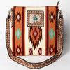 ADBGA267 American Darling Woven Pattern Saddle Blanket Tooled Leather Crossbody