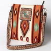ADBGA267 American Darling Woven Pattern Saddle Blanket Tooled Leather Crossbody