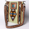 ADBGA267 American Darling Woven Pattern Saddle Blanket Tooled Leather Crossbody