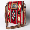 ADBGA267 American Darling Woven Pattern Saddle Blanket Tooled Leather Crossbody