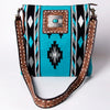 ADBGA267 American Darling Woven Pattern Saddle Blanket Tooled Leather Crossbody