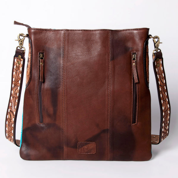 ADBGA267 American Darling Woven Pattern Saddle Blanket Tooled Leather Crossbody